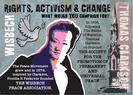 HilCoxCondron's tweet photo. Thomas Clarkson co-founded The Society for The Promotion of Permanent &amp; Universal #Peace in 1816, inspiring Pricilla Peckover to found The #Wisbech Peace Association.

I designed this as part of a  @wisbechmuseum @TCAwisbech @BabylonArtsEly project.

What would YOU campaign for? https://t.co/eZShshgpxy