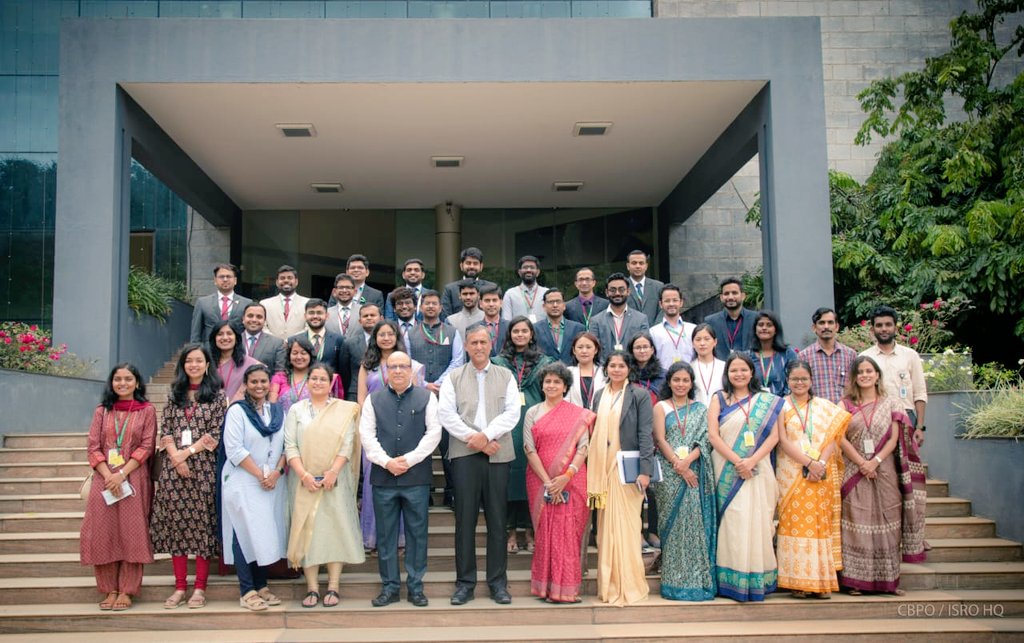 SSIFS_MEA's tweet photo. IFS OTs of 2021 batch &amp; 🇧🇹 diplomats attended an intensive Space Diplomacy module organised by @isro on 12 August, 2022, which inter alia included briefings on our satellite program, Gaganyaan mission, intl. cooperation and a visit to ISTRAC. Chairman, ISRO also addressed them. https://t.co/ktM6wmE14x