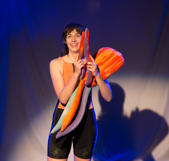 TigersEye2017's tweet photo. Go see "Something in the Water" by @scantilygladsk @Summerhallery! 
Grumms is doing such clever work in this play! They have the incredible ability to have you laughing one minute and crying the next: An important, empathic queer show that deserves to be seen! 🦑#edfringe https://t.co/fel50Q4erV