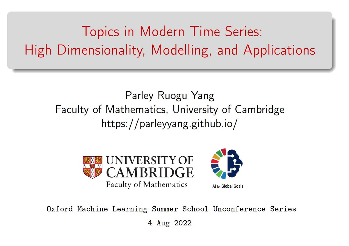 We are delighted to announce the winner of #OxML2022's unconference series: Parley Yang (@parleyyang_) for presenting his research on 'Topics in Modern Time Series: High Dimensionality, Modelling & Applications' 🏆👏 parleyyang.github.io/SS2022/notes.p… @CCIMathInfo @LSEnews