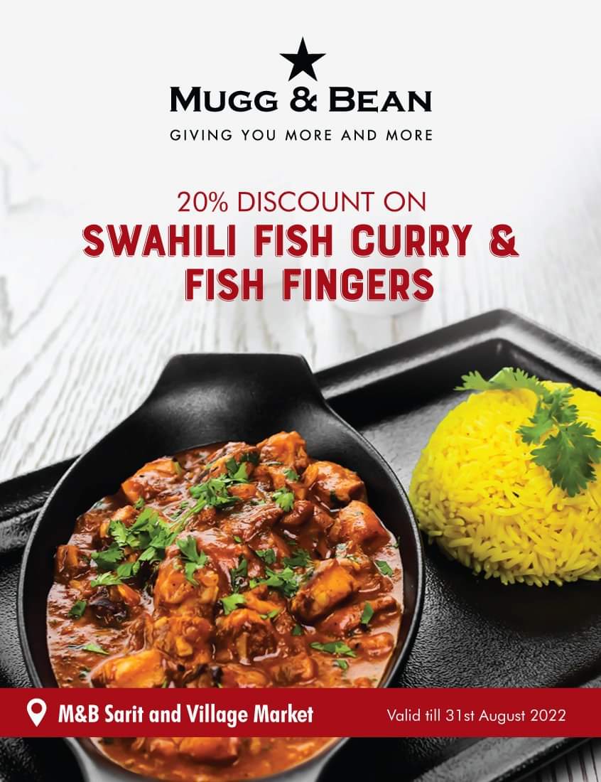 MuggandBeanKe's tweet photo. This week's lunch &amp; dinner is sorted with our Swahili Fish Curry &amp; Fish Fingers, all on 20% discount. Come In. Sit. Indulge. https://t.co/xfRHwwRkvQ