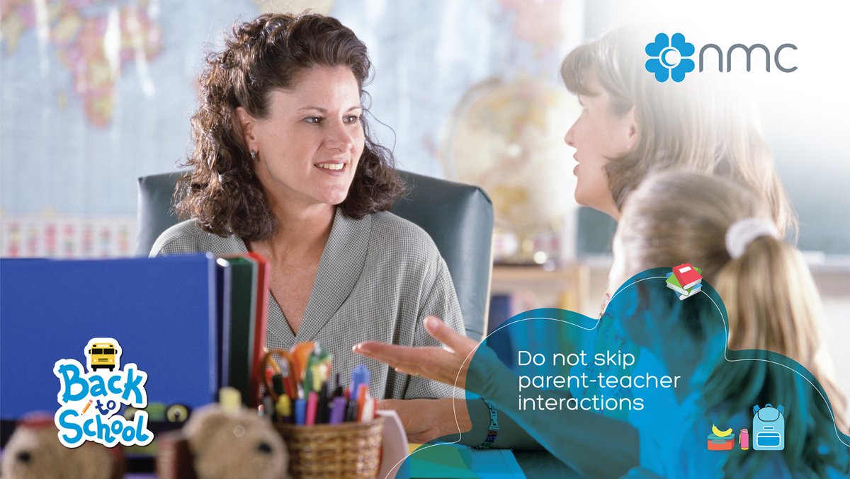 NMCHealthcare's tweet photo. Returning to school after a summer of fun &amp; late nights can be challenging. Avoid these:

> Don't skip parent-teacher interactions
> Don't expect unreasonable grades, friends, etc
> Don't micromanage your child’s schedule like the previous year.

#NMC #NMCHealthcare #BackToSchool https://t.co/q1rdVCKyZb