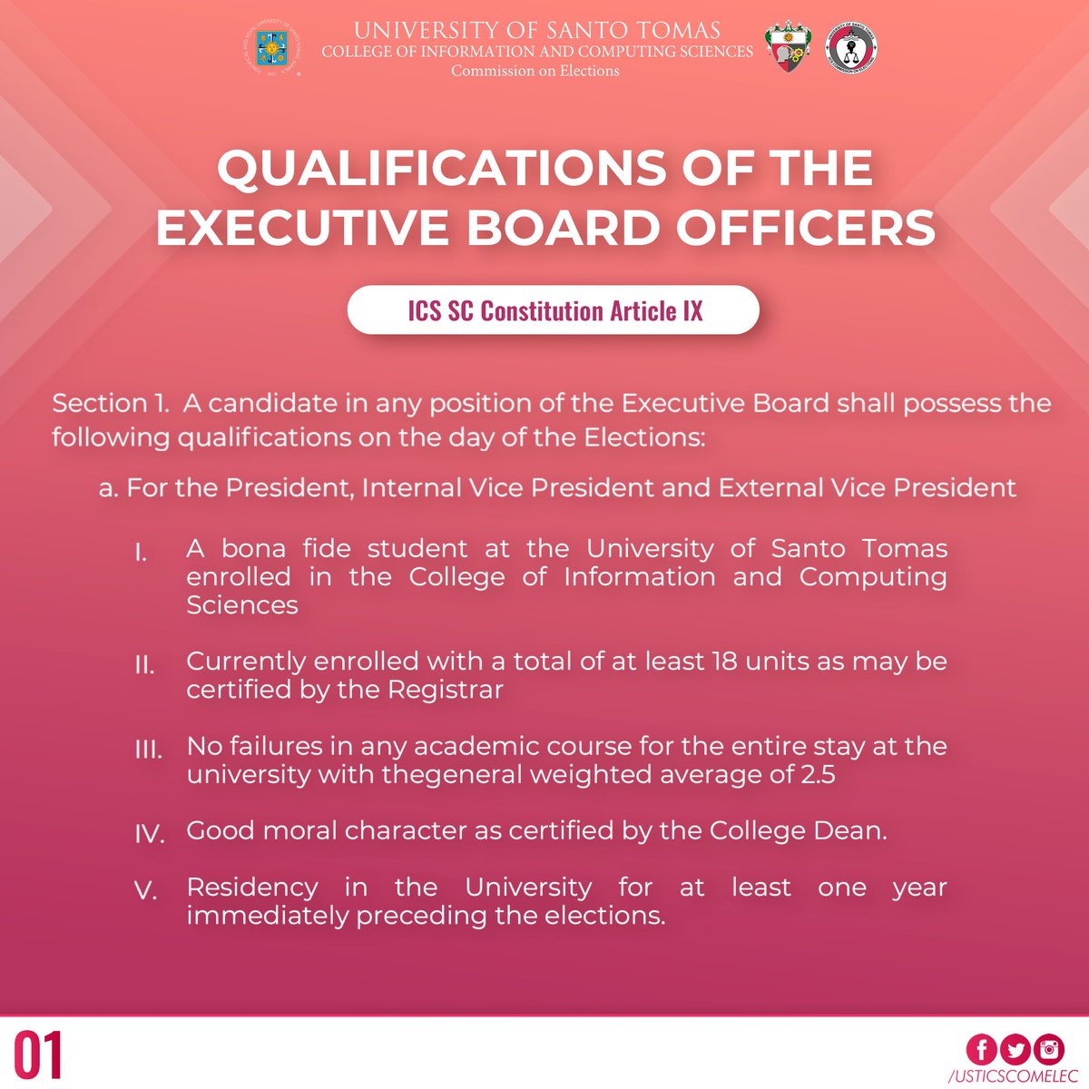 USTICSComelec's tweet photo. [post 3/4]

Qualifications to be a part of the CICS SC Executive Board https://t.co/XS3jsryuEb