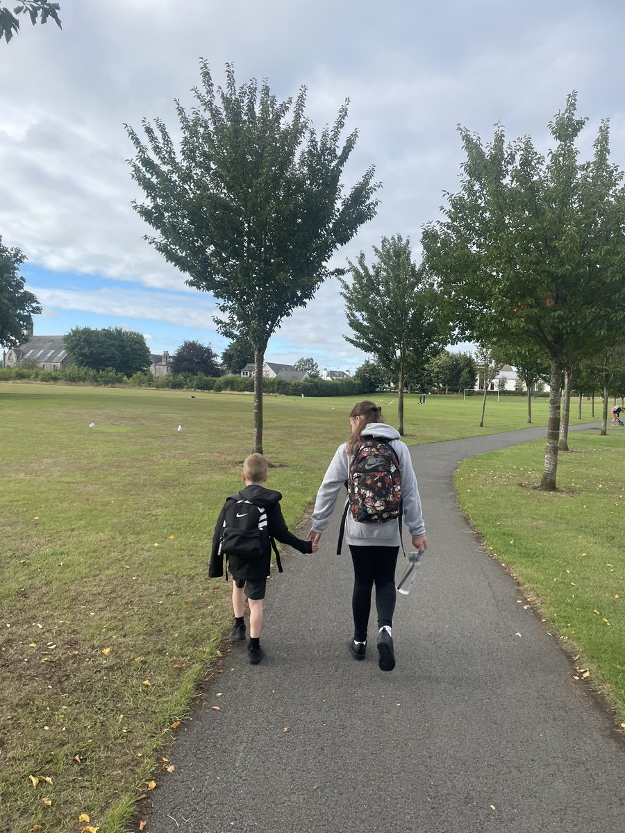 First day at school for the wee man today ♥️ so pleased he has his awesome big sister by his side. Still won’t smile for a picture though. 

#BackToSchool #firstdayofschool #parentingmilestone