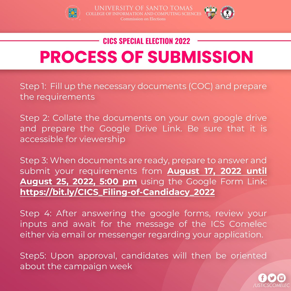 USTICSComelec's tweet photo. [post 4/4]
The requirements and process of submitting a certificate of candidacy. https://t.co/FlmkvuSn0a
