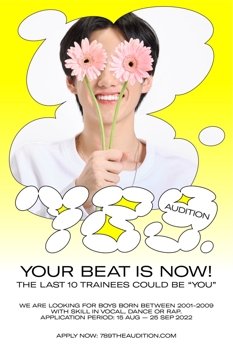 789SURVIVAL's tweet photo. GUESS WHO?

โปรเจกต์ตามหา “10 คนสุดท้าย”
เพื่อมาเป็น TRAINEE 
เข้าร่วมแข่งขันในรายการ SURVIVAL 

Requirements:
Boys born between 2001 - 2009
VOCAL / DANCE / RAP

Application period:
15 Aug - 25 Sep 2022

APPLY NOW: https://t.co/gaIXjoCR5y

#789AUDITION
#789TRAINEE https://t.co/SdeE1qGxbX