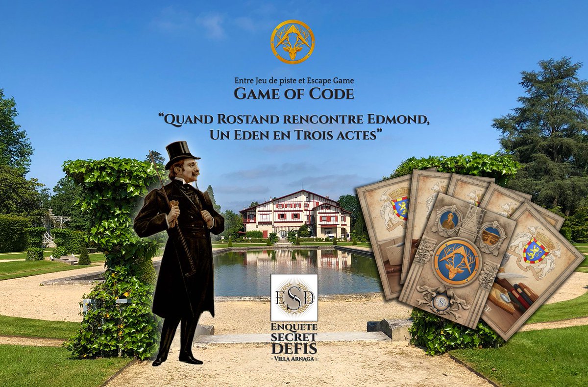 🧐 Saurez-vous relever le défi de "Game of Code" dans les jardins de la Villa Arnaga ?! Munis d’un code secret au langage inconnu, votre mission: retrouver un objet ancestral disparu. Jeu tout public à partir du 06/07. Réservation obligatoire ➡ arnaga.com/Billetterie #musée