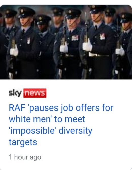 RalphHands1065's tweet photo. The equality act 2010, says you cannot discriminate on the grounds of race or gender. So, isn't the RAF blatantly breaking the law? https://t.co/o4QyluOxRO