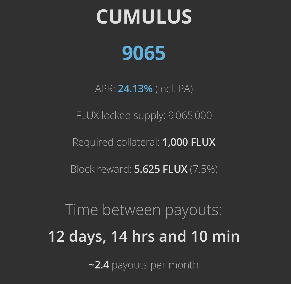 VladCM81's tweet photo. @prpoub @MiningTk Avec le nombre actuel de noeuds Cumulus, tu recevras tes récompenses tous les 12 jours et 14 heures. Bien sûr, cela évolue en fonction du nombre de noeuds 😊 https://t.co/JLITxzHYLA
