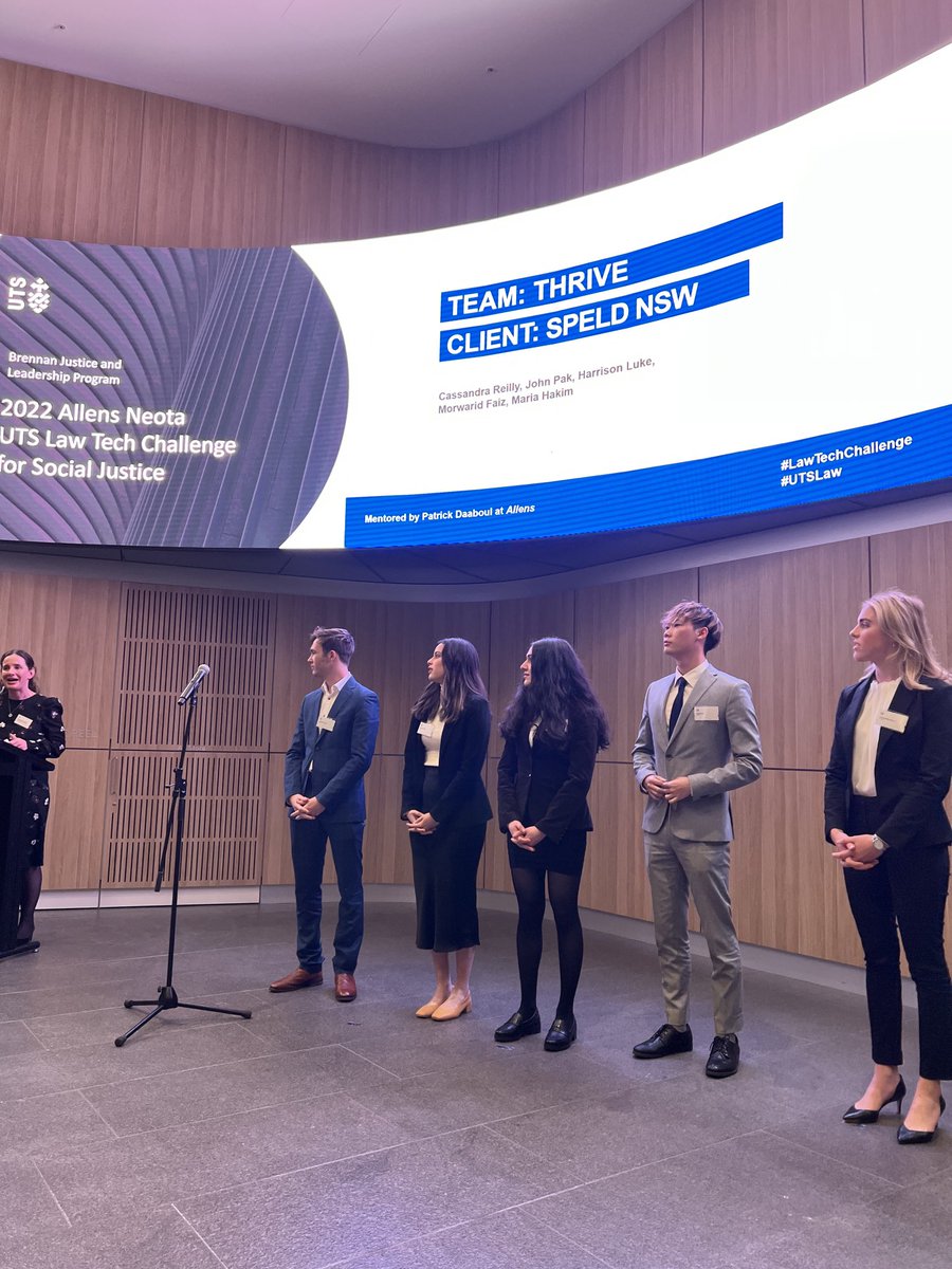 lesleyhitchens's tweet photo. Third team up tonight:Thrive. Their client @SpeldNSW supporting students with learning difficulties. #lawtechchallenge @UTSLaw https://t.co/wCgDB321XI