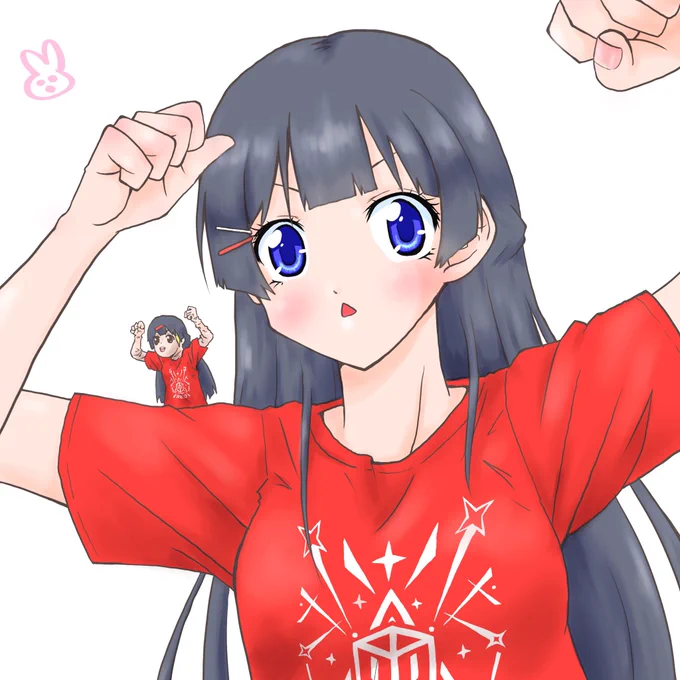 クラスTでやる気満々な委員長。謎ノさんは別のTシャツにしようと思ったけど、五十音的に同じクラスでした。#みとあーと 