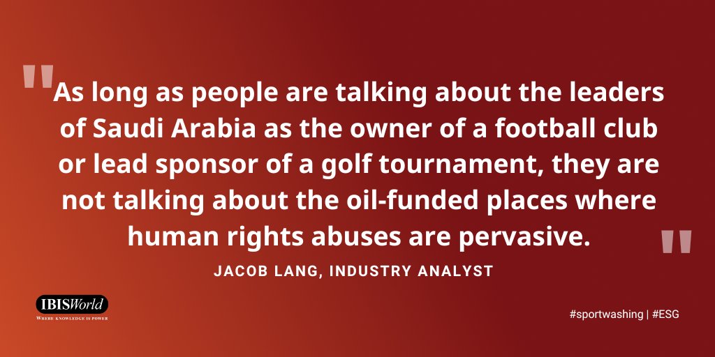 ibisworlduk's tweet photo. Recent events like Newcastle United being purchased by the Public Investment Fund of Saudi Arabia and the launch of LIV Golf highlight the growing prevalence of #sportswashing in the UK. Read our insight on this practice here: https://t.co/8V1ilNTlX1 https://t.co/r4fDbIGNfj