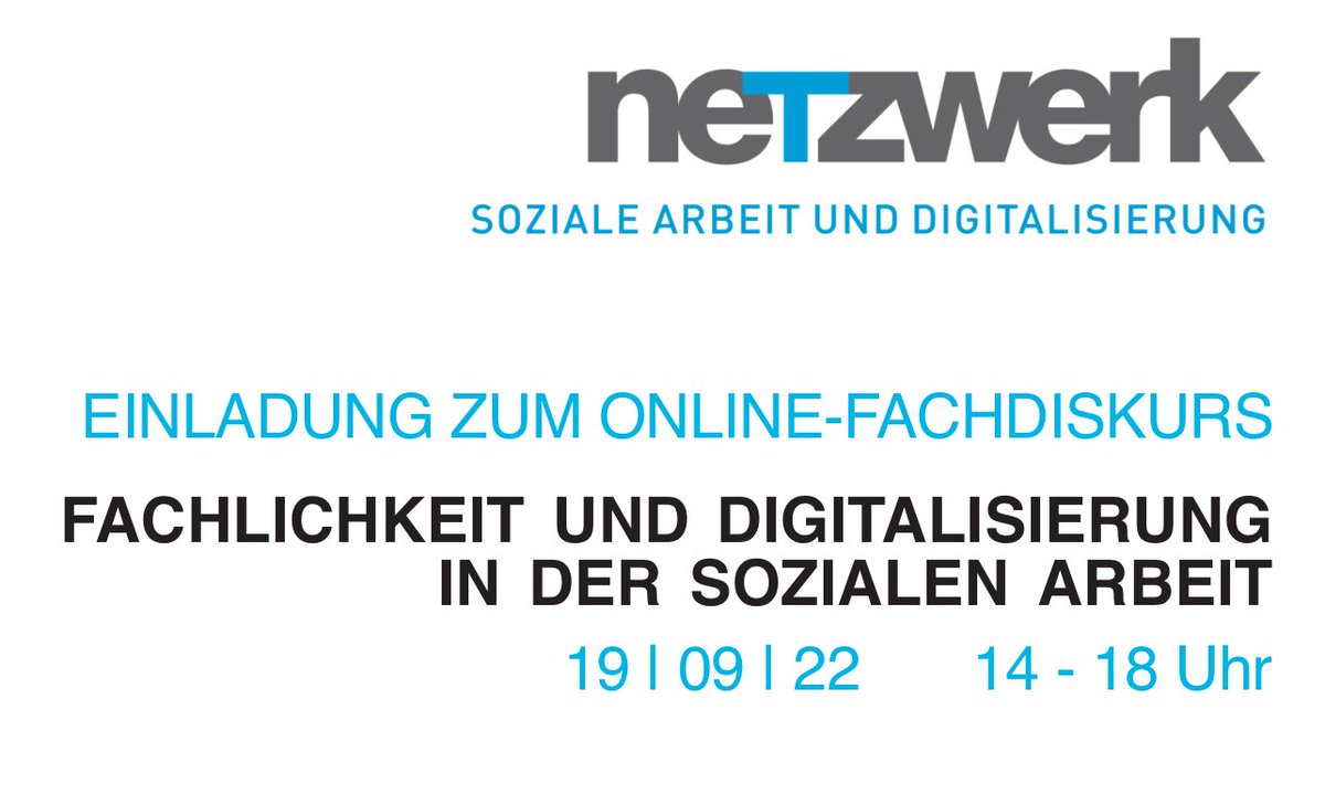 Veranstaltungstipp: „Fachlichkeit und Digitalisierung in der Sozialen Arbeit“ am 19.09.2022. Unsere Verbandsreferentin <a href="/LeaBergmann14/">Lea Bergmann</a> wird mit <a href="/dkral74/">Dany Kral</a>  praxisnahe Einblicke zur #Digitalisierungsstrategie und den Umsetzungserfahrungen geben. netzwerk-digitalisierung.de
