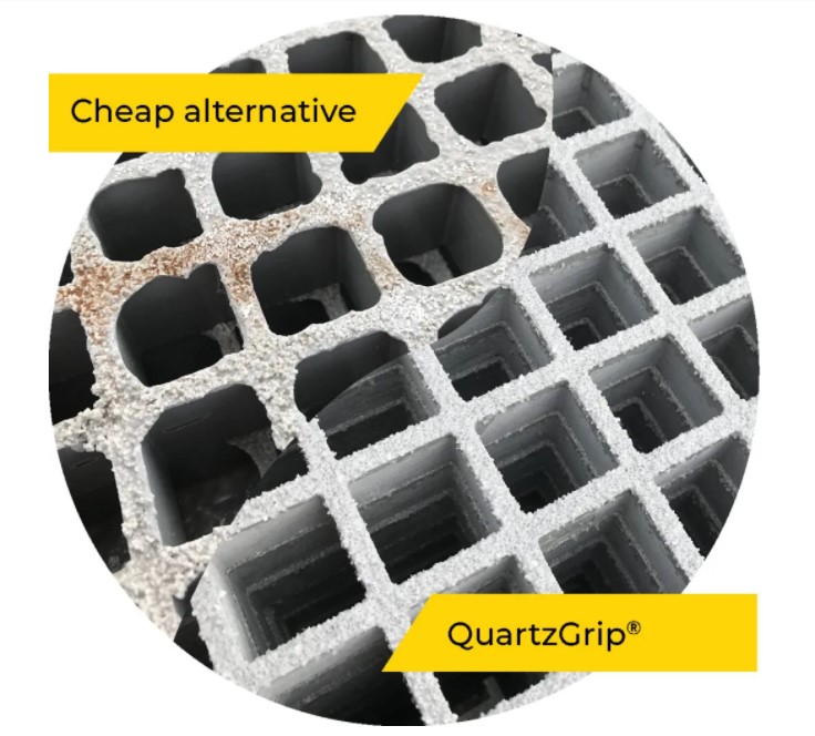 StepOnSafety's tweet photo. We only use top quality #QuartzGrip #GRP Grating in our fabrications. We've seen what other brands supply and we don't like it. If you'd like to see a sample for yourself just get in touch. https://t.co/swTZLq6VaJ