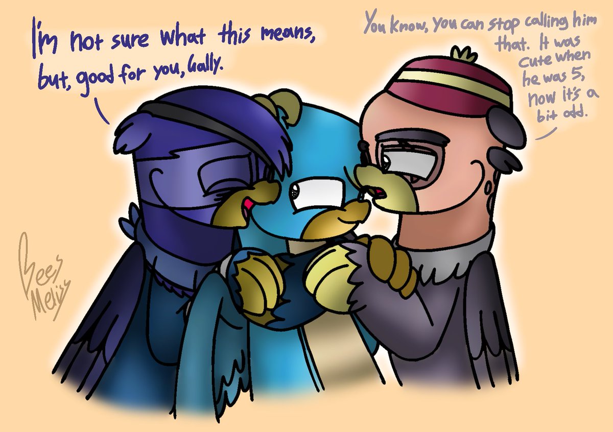 BeesMeliss's tweet photo. Guardians (MLP Art)
.🧡💛🧡💛🧡
Art and OCs by @BeesMeliss (me)
.🧡💛🧡💛🧡
#BeesMeliss #grampagruff #grandpagruff #mlpgallus #mylittlepony #griffon #griffonstone #mlpgabby #grunclegonsod #unclegreg #unclegerson #hug #guardians #parents https://t.co/Pn7eclxmtp