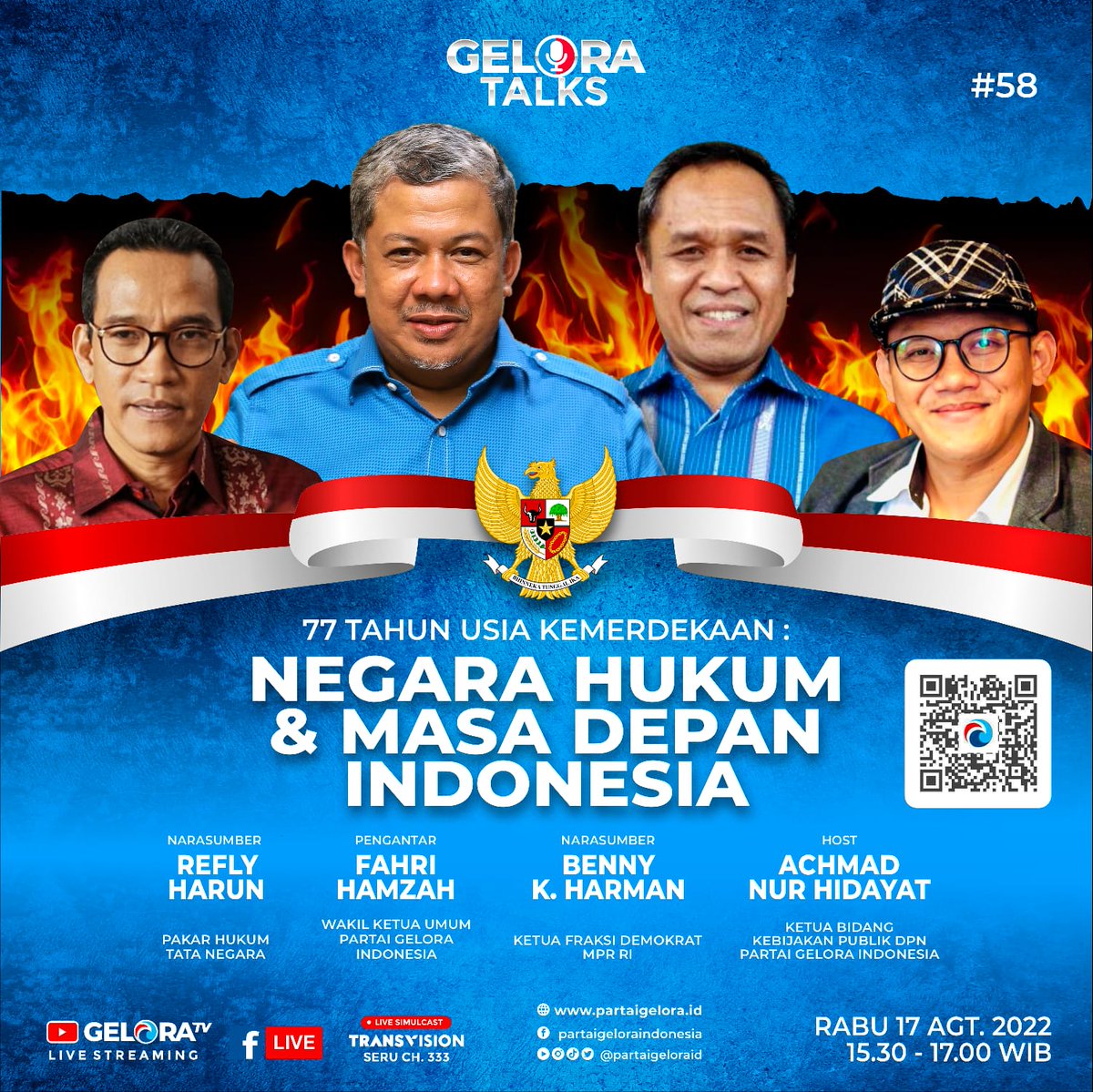 partaigeloraid's tweet photo. Saksikan sekarang! 
#GeloraTalks edisi 58
77 TAHUN USIA KEMERDEKAAN: NEGARA HUKUM DAN MASA DEPAN INDONESIA

🔴 LIVE STREAMING
↘️ #GeloraTV
https://t.co/pTtOO3IzJ6
https://t.co/pTtOO3IzJ6
https://t.co/pTtOO3IzJ6
↘️ https://t.co/BsLfuifPja
#AyoMoveOn #GeloraMenang2024 @anismatta https://t.co/NOOGu2Kymg