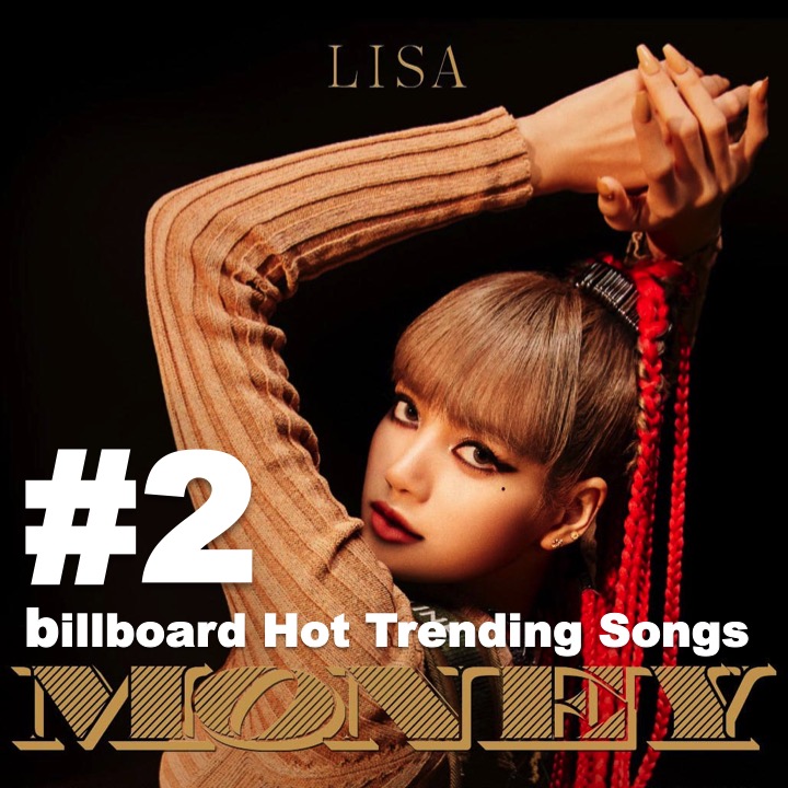 WORLDMUSICAWARD's tweet photo. #BLACKPINK's #LISA returns to #1 on  #BillboardHotTrendingSongs with #LALISA + 1.6M Twitter mentions after 43 wks on the chart, the longest run in history, and lifts 5-2 with #Money, the 2nd Act after #BTS &amp; 1st Female to simultaneously hold the top 2 spots on the chart!💪🥇👑💛 https://t.co/h824GCw6DJ