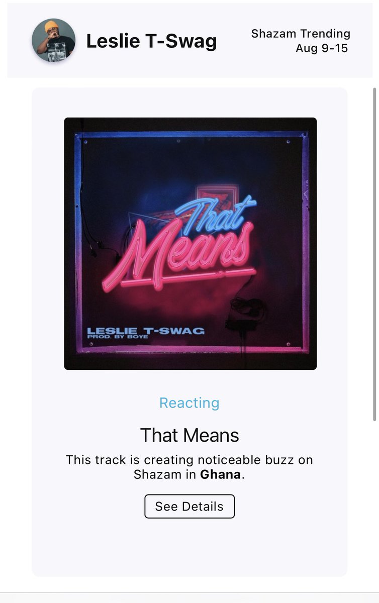 We’re trending on <a href="/Shazam/">Shazam</a> in Ghana🇬🇭 let’s take #ThatMeans to the world 🔥🕺🏽 fanlink.to/that-means