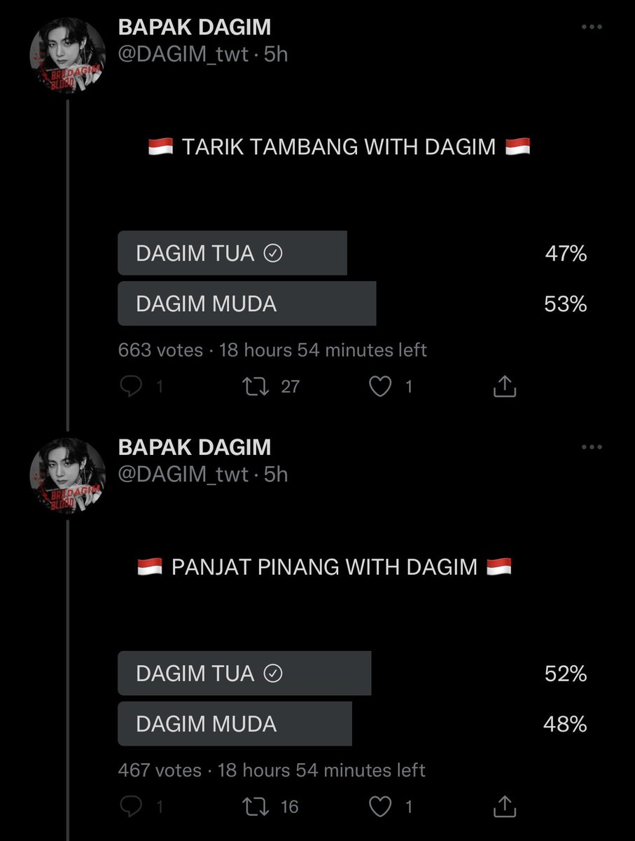 vengogh__'s tweet photo. [Giveaway for RP only]
⠀ ⠀ 
Saldo e-wallet 25k untuk 5 orang
⠀ ⠀ 
Syarat:
- RT tweet ini
- Vote “DAGIM TUA” 2x (cek tweet berikutnya)
- Sertakan SS bukti vote 2x di komen
⠀ ⠀ 
End 17 Agustus 23.59
Good luck!🫶🏻 https://t.co/XUdFZQSMhM