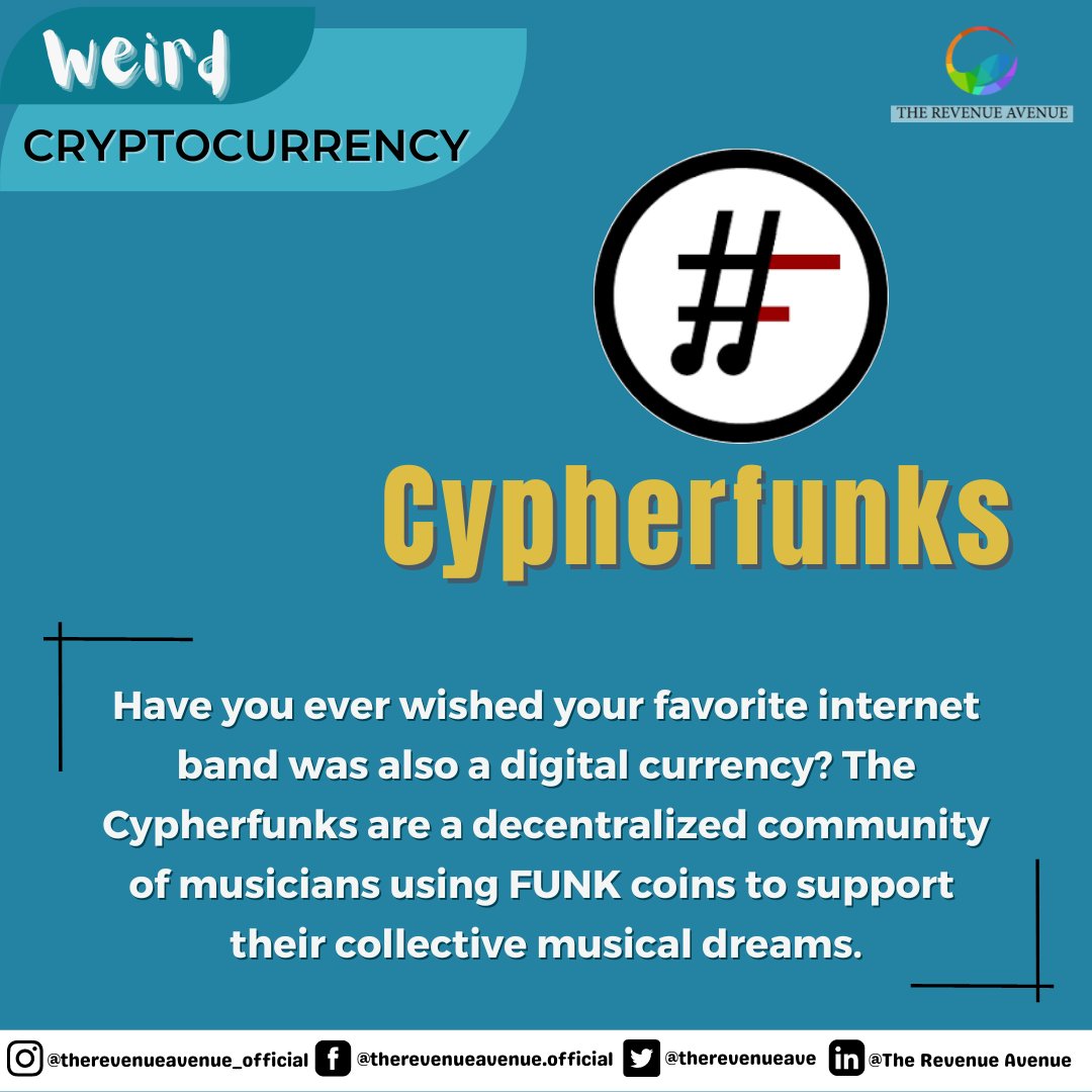 RevenueAvenue_'s tweet photo. The band's "stock" is a cryptocurrency called [FUNK].

The long-term goal is for a community of musicians to use FUNK as currency to help each other create great new music on a regular basis.

#TheRevenueAvenue #TRA #WeirdCrypto #Cryptocurrency #CypherFunks #BlockchainTech https://t.co/3k3i0i5LBd