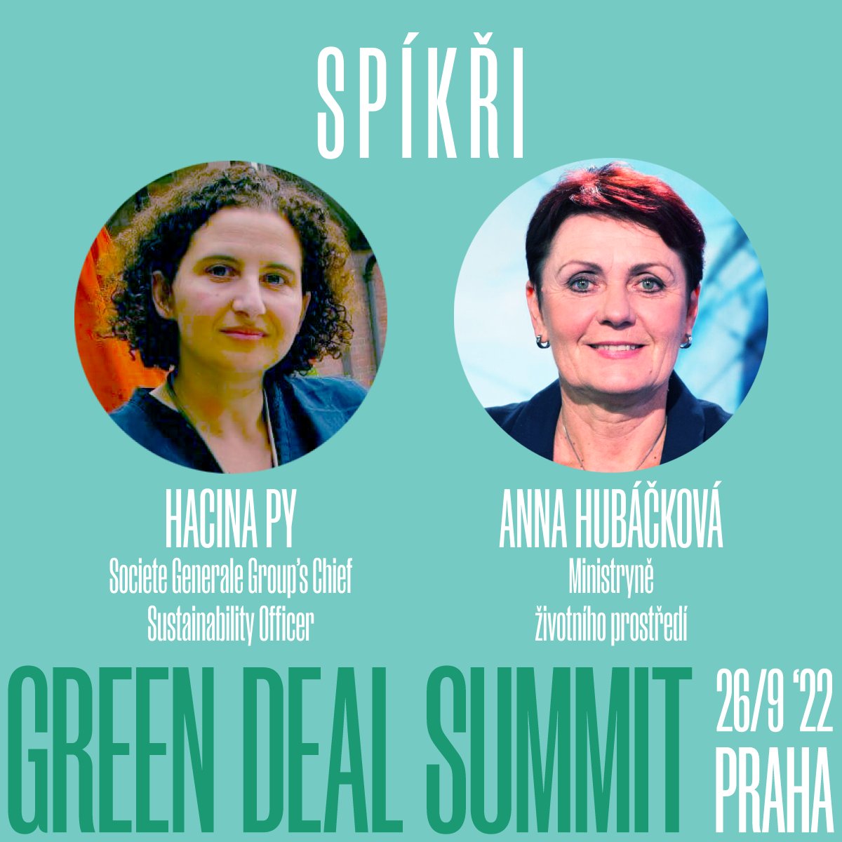 🟢 Debatujte o Zelené dohodě v Česku. Mezi další hosty patří HACINA PY – Societe Generale Group´s Chief Sustainability Officer a @hubackova_anna – Ministryně životního prostředí. Více o summitu zde▪️bit.ly/tw_GreenDeal