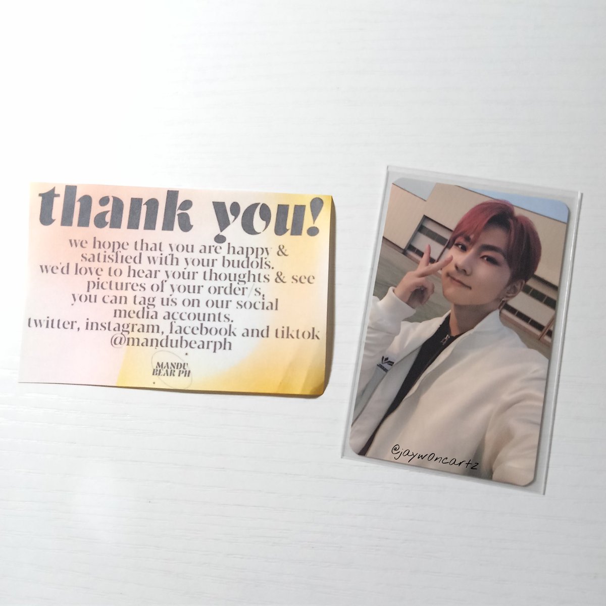 jayw0ncartz's tweet photo. 💌 #cesmails_
hello @mandubearph !! jungwon arrived safely to me. thank you so so much for the secured packaging and freebies♡
thank you also @02jzone for selling this to me, for the smooth & fast transaction and for your constant update!♡ https://t.co/CJ57pNf935