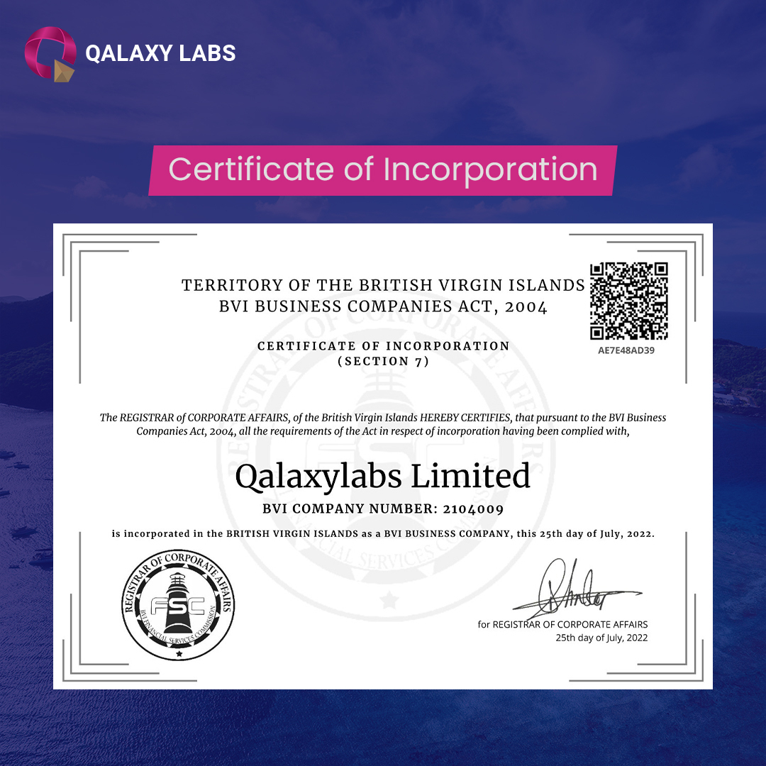 QalaxyLabs's tweet photo. We are proud to share that QALAXY LABS, the one-of-its kind cryptocurrency and NFT project is registered in British Virgin Islands (BVI).
Visit https://t.co/XOnzErFnti to know more.

#crypto #cryptocurrency #cryptocurrencies #cryptotrading https://t.co/ueZaSk84qt