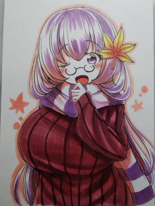 秋仕様な縦セタマフラー眼鏡パチュリー様のラフ(๑'ڡ`๑)

焼き芋食べてるパチュリー様の方が良いかも(・・;) 