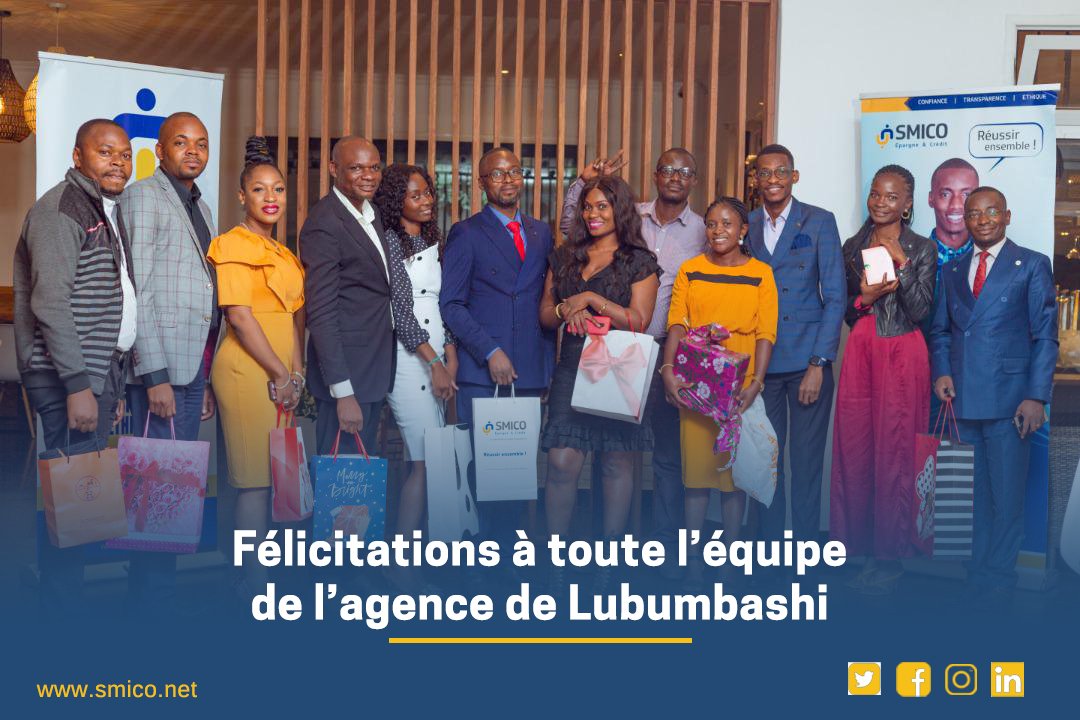 SMICO SA félicite tout le personnel de Lubumbashi et tous les clients pour leur accompagnement.

#success  #smico  #réussite  #reussiteprofessionnelle #reussitepositive  #microfinance