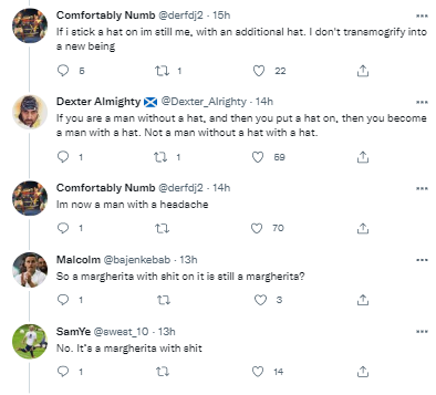 AdamGBull's tweet photo. "It's a Margherita until you add ham. That's how it works" https://t.co/r8ABpgSYpp
