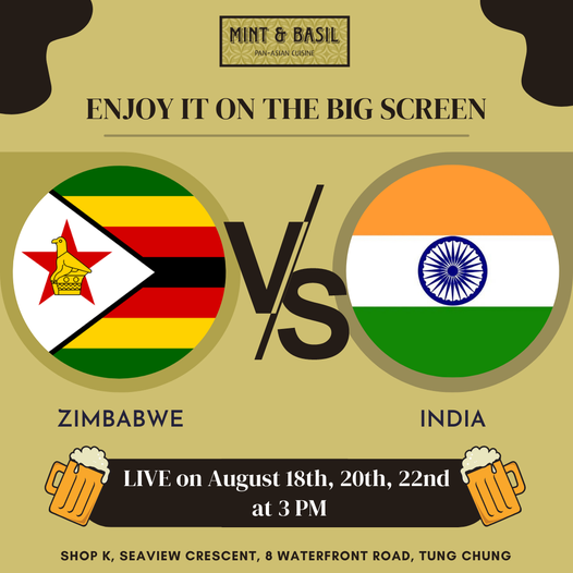 ChungMint's tweet photo. Great news for cricket and food lovers, enjoy the matches of India vs Zimbabwe with your favourite food only at Mint &amp; Basil.

📋 Book a table 👉 https://t.co/MtD9SMeyCh
☎️ Call us @ +852 2762 8077

#hongkongstyle #IndiavsZimbabwe #cricketlovers #Cricketmatch https://t.co/HH5o4Uyfsr