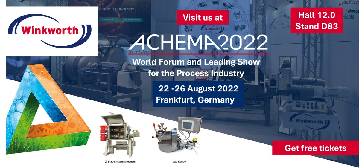 WinkworthMixers's tweet photo. The #Countdown is on! Just 5 days until the much-anticipated start of #Achema2022.

We welcome everyone to visit us to discuss your #mixing needs.

We'll be in Hall 12.0, Stand D83. We can't wait to see you there! #back2live

#ACHEMA22 #Frankfurt #MixingAllAways #IndustrialMixers https://t.co/FHu4yihAov