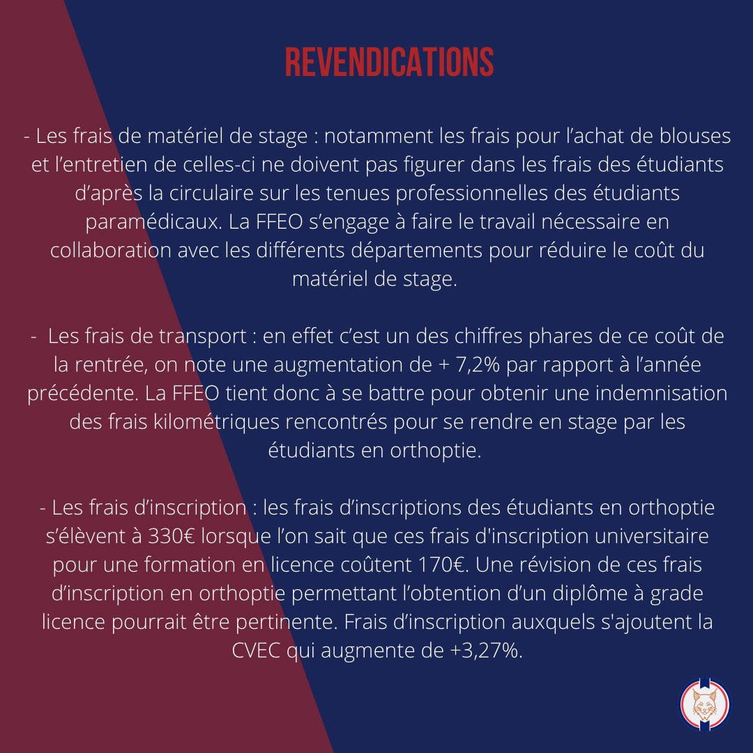 La_FFEO's tweet photo. #Rentree2022 @La_FFEO sort sa
quatrième édition du Coût de la Rentrée
des étudiants en orthoptie.
Pour la rentrée 2022, les frais s'élèvent à
2668,60€.
Pour réduire ces frais la FFEO porte des
revendications fortes qui rythmeront ce
mandat 2022-2023.
#CDR2022 #CDR #CDRFFEO https://t.co/GaCJfxs4HY