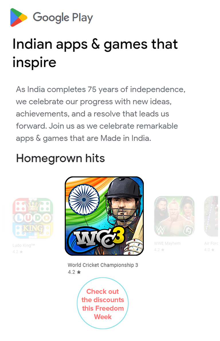 Worldcrickchamp's tweet photo. WCC 3 is proud to be featured by Google Play in the "๐๐ง๐๐ข๐๐ง ๐๐ฉ๐ฉ๐ฌ ๐๐ง๐ ๐ ๐๐ฆ๐๐ฌ ๐ญ๐ก๐๐ญ ๐ข๐ง๐ฌ๐ฉ๐ข๐ซ๐" section.
@googleindia
@googleplay
@GoogleDevsIn
@Nextwaveapps
@nazaradotcom
#thebestneverrest #wcc3
#MadeinIndiaCollection #GooglePlay #IndiaKiUdaan https://t.co/eOfnq0WiRv