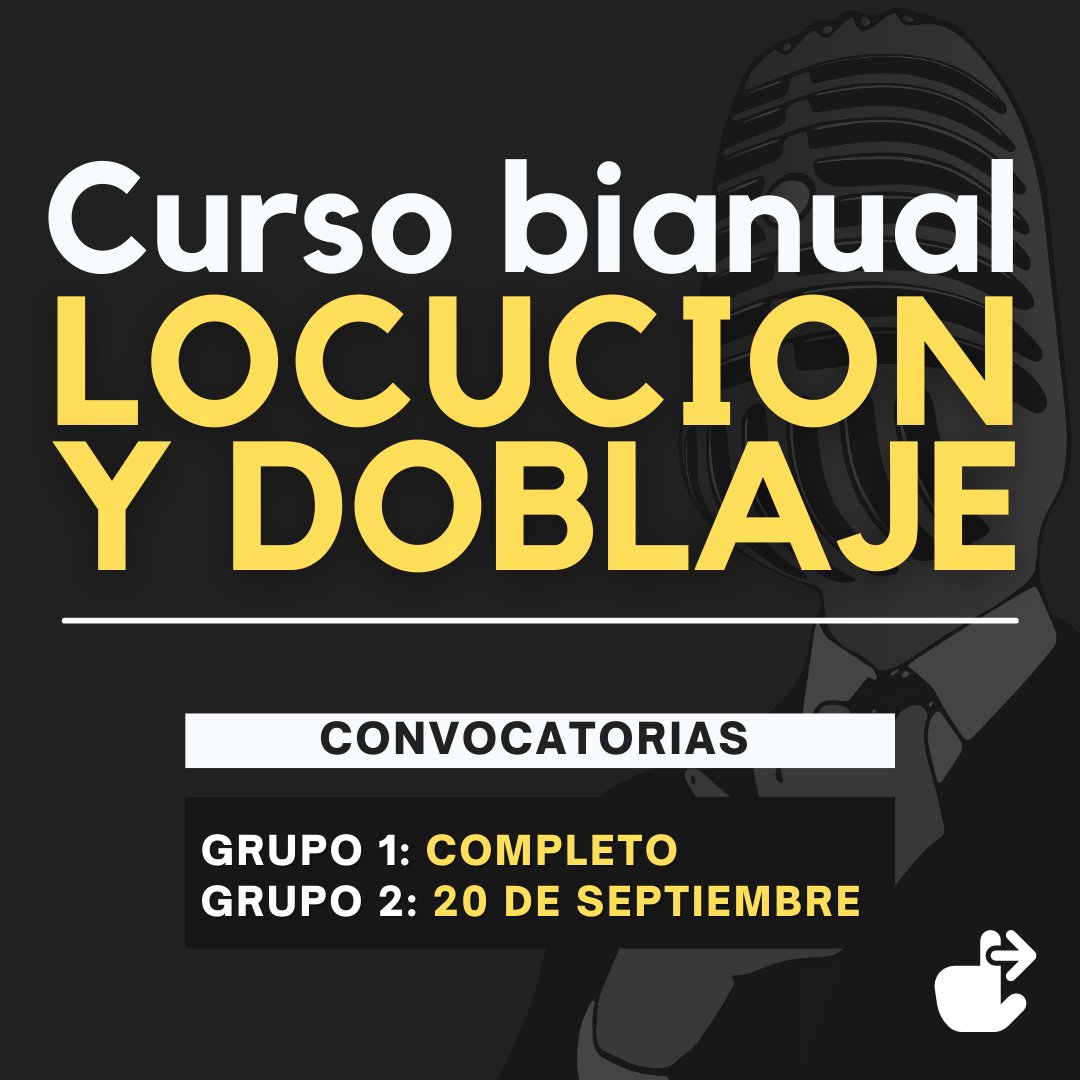 Aula512's tweet photo. 🎙Curso BIANUAL - LOCUCIÓN Y DOBLAJE🎙

PRÓXIMAS CONVOCATORIAS:
Inicio Martes 20 de Septiembre (16:00 a 20:00)

⏰ +300 horas lectivas.
📚 +20 Asignaturas.
🎓 +15 Profesores.

Para más información:

📞 91 426 88 40 / 607 67 67 55

🌐 https://t.co/rtQa11hZHd

✉️ info@aula-51.com https://t.co/RZClbxni46