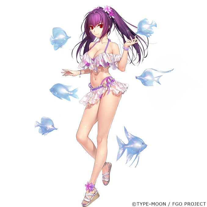 水着スカサハ =スカディ描かせていただきました。今回も趣の異なるデザイン三様用意してみましたので、お迎えできたマスターにおかれましてはいずれかのデザイン一つでも気に入っていただければ幸いでございます。よろしくお願いします! #FGO 