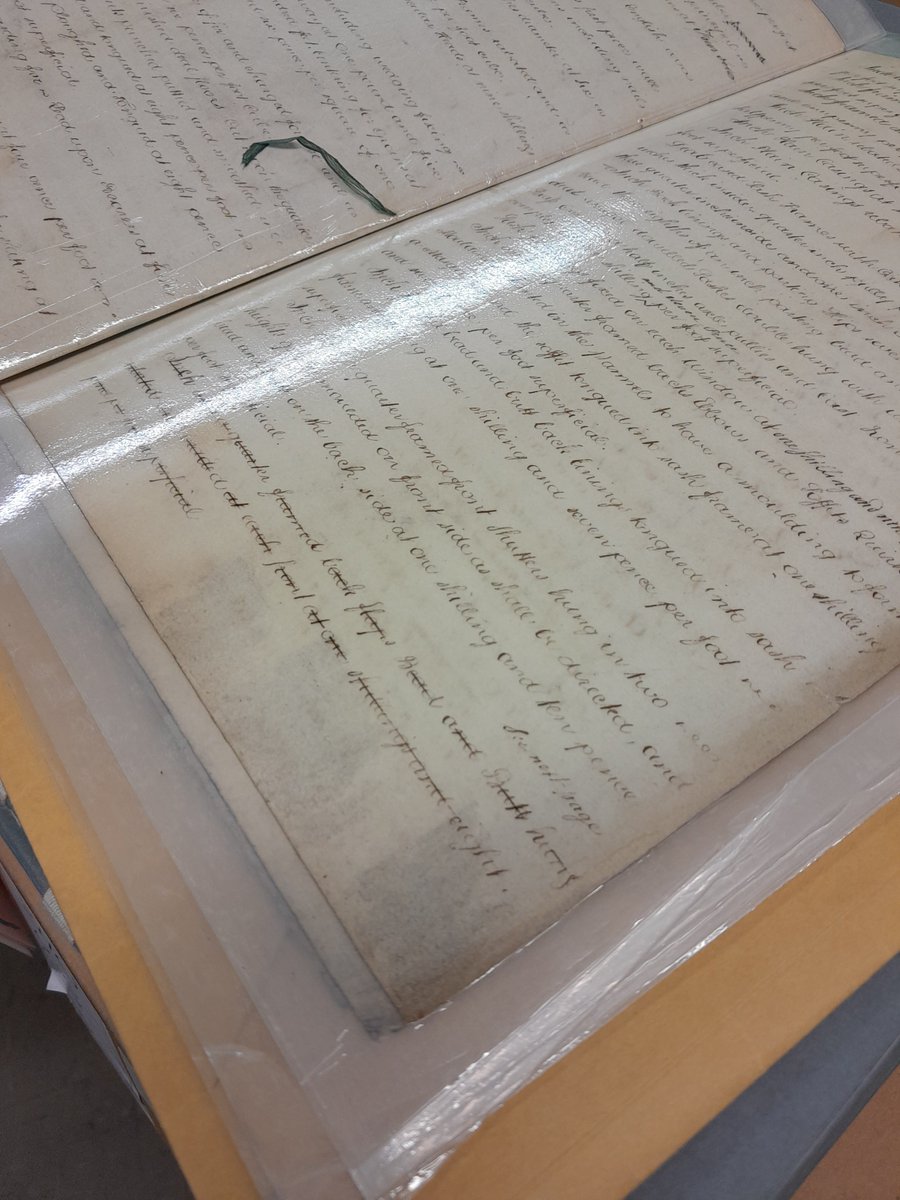 CheshireRO's tweet photo. 😬😭 #ArchiveHorrors
Every page of this 1827 document has been laminated!!!
LAMINATED!!!
Shiny, wipe clean, irreversible, hell!
Our Conservators are weeping ...
#Nooooo #ExploreArchives #SaveMe https://t.co/ehJLKdCs8j