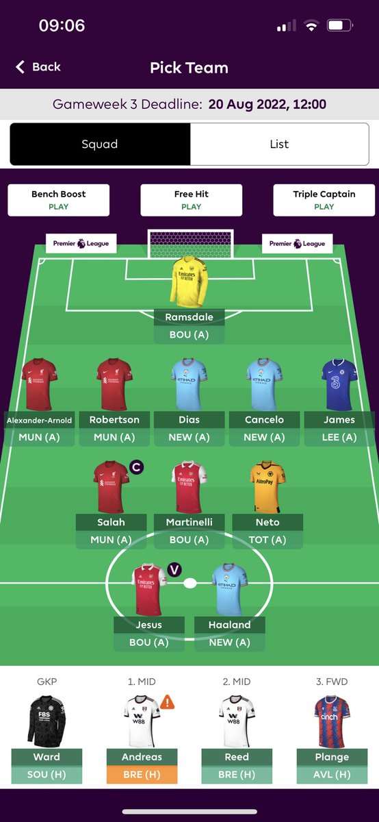 sebbesfc's tweet photo. @ZhouFPL @Pras_fpl @LetsTalk_FPL Same boat man.. Robertson to cucu this gw then dias and neto to Diaz. Ooooor Dias to Walker and then Robertson to cucurella and neto to Diaz ?🤔🤔🤔 https://t.co/2Irtq6bzkv