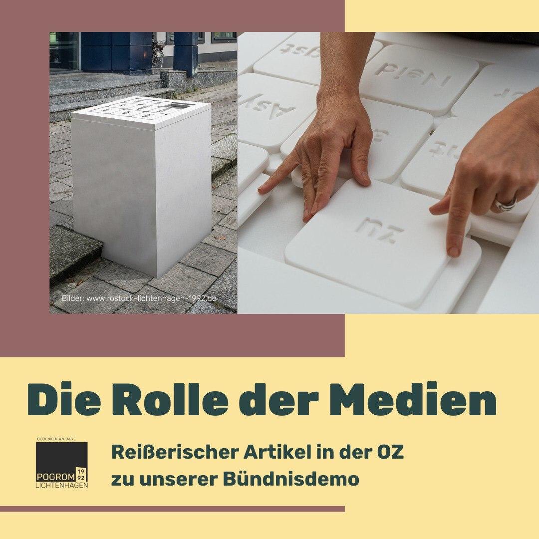 buendnislh92's tweet photo. Damals wie heute: Die Rolle der Medien in #MV

Gestern sind in bundesweiten Medien einige Artikel erschienen, in denen der Polizeichef #Rostock Achim Segebarth unsere Demo #HRO2708 in eine Reihe mit seiner Gefahrenprognose für das Hansa/Pauli-Spiel am kommenden Sonntag stellt. https://t.co/h1vu7IPYJH