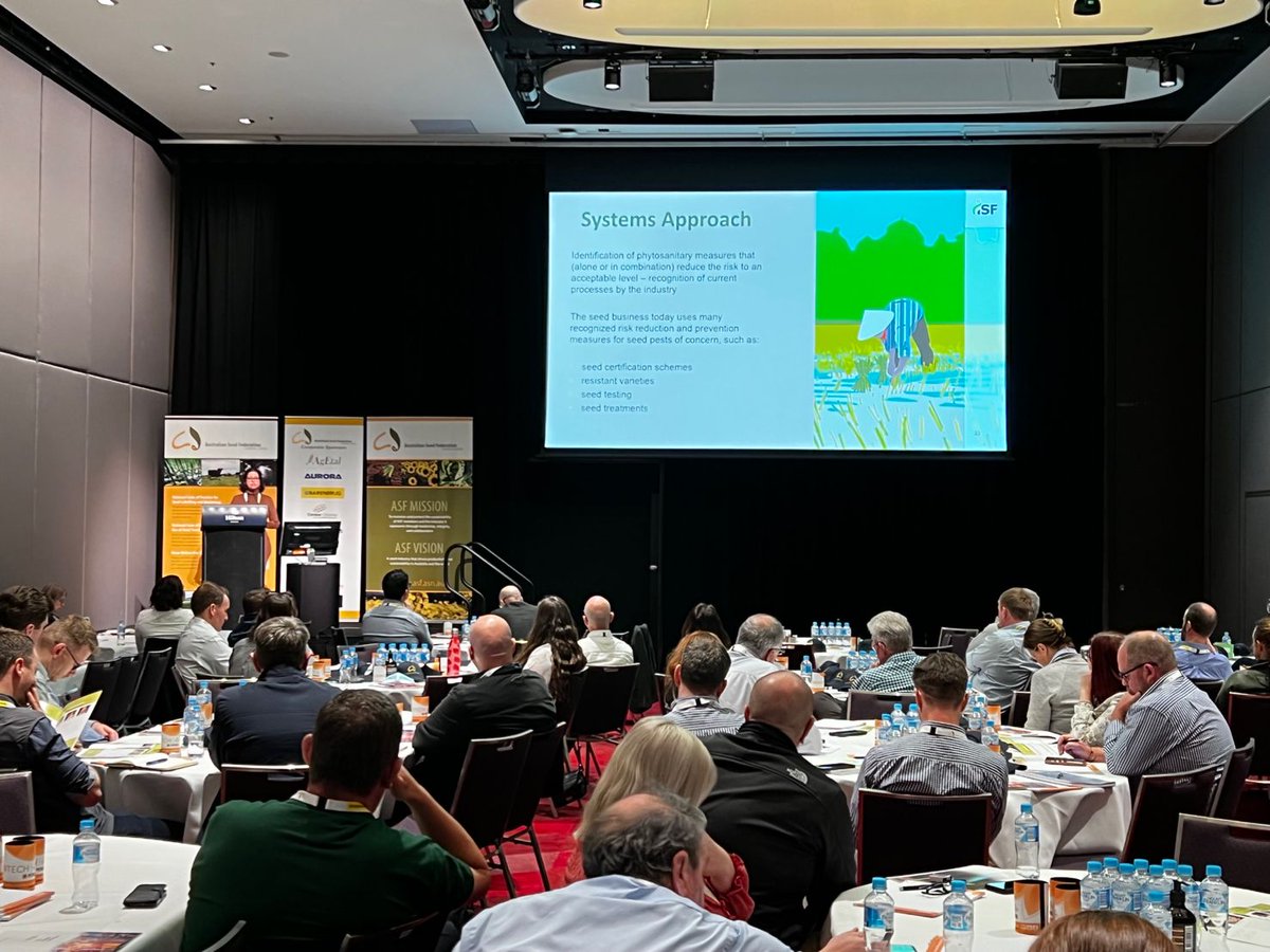 SeedFed's tweet photo. ISF's Rose Souza Richards is at the Seed Business Convention of the @AusSeedFed in Brisbane, where she presented the ISF's work on #seedhealth and other #phytosanitary matters, including the #systemsapproach to seed movement: https://t.co/UCsebcLL9q

#seedislife #ASFSeedBiz22 https://t.co/zjqvEQlAi1