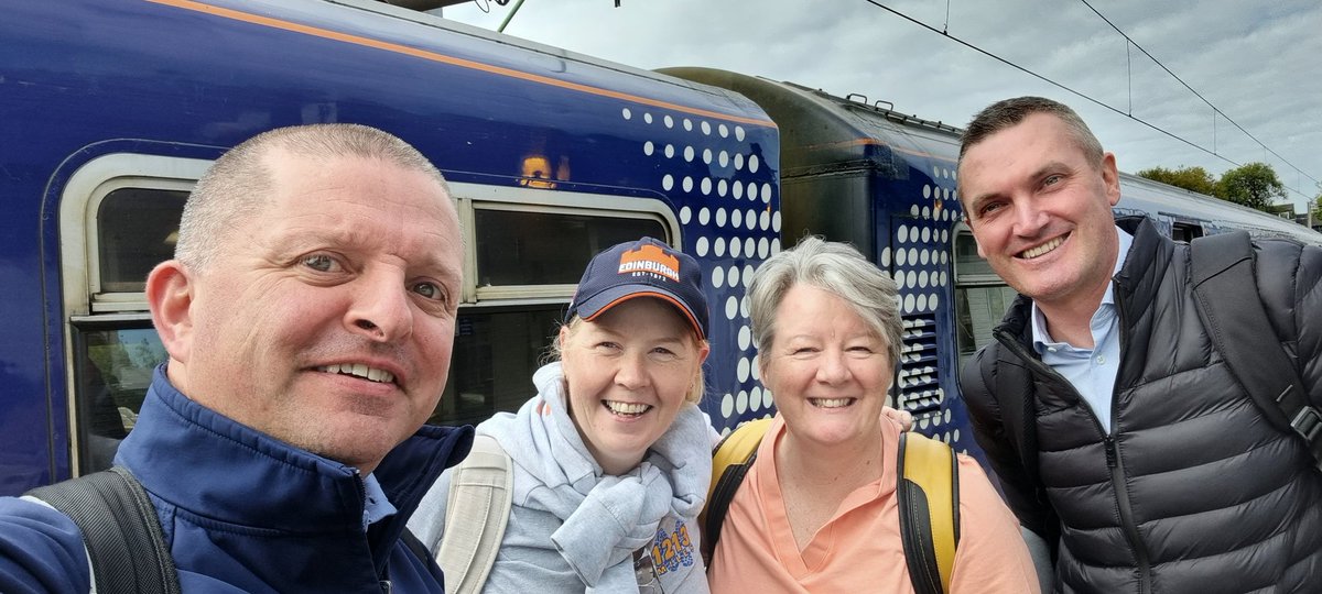 heather_waugh's tweet photo. First stage complete. Airdrie to Glasgow. And bumped into 2 of @ScotRail finest. The lovely Fraser, former colleague and now Yoker DTM, + no.1 driver (bar none) @jonnyfromrhu! Not only escorting us onto train, but looking after various customer enquiries 👍
@AlexHynes
#Homeymoon https://t.co/MGzUG0e2lc