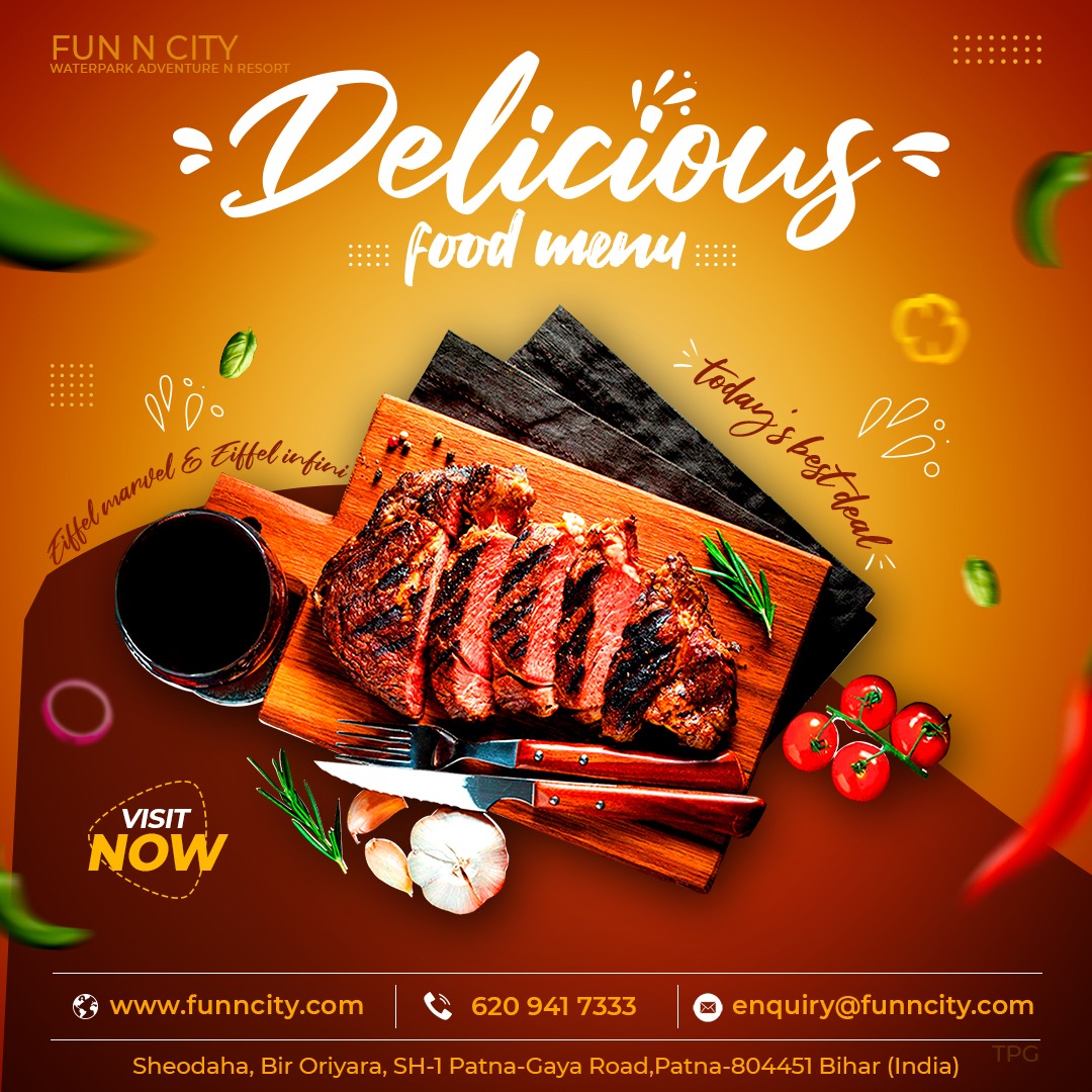 FunnCityPatna's tweet photo. DELICIOUS FOOD MENU
The restaurants at FunโNโCity aim to serve you ร la carte menu, magically crafted by our chefs, that will linger on your taste buds forever.
#funncitypatna #funncityresort
#hotelpatna #restaurantpatna #patnarestaurant #foodies #foodparadise #deliciousfood https://t.co/y93acCoWj2