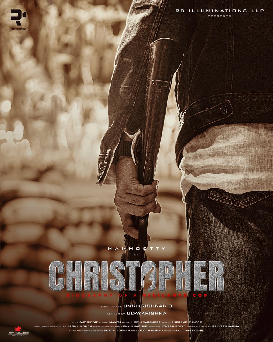 IlluminationsRd's tweet photo. """"CHRISTOPHER"""
എത്തുന്നു ഫസ്റ്റ് ലുക്ക്‌ പോസ്റ്റർ 🔥
മമ്മൂട്ടി, ബി ഉണ്ണികൃഷ്ണൻ, ഉദയ്കൃഷ്ണ കൂട്ടുകെട്ടിൽ
🔥 ക്രിസ്റ്റഫർ 🔥
ഫസ്റ്റ് ലുക്ക്‌ 
#Mammootty
#unnikrishnanb
#UDAYAKRISHNA 
#RDIlluminationsLLP

@IlluminationsRd Production No - 6 Titled As #Christopher!🔥 https://t.co/WQbn4d6qKO