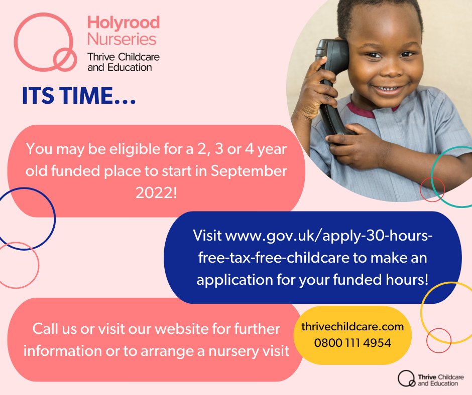 Are you eligible for funded childcare for your little one?  If you have a 2, 3 or 4 year old, you may be able to get Government funded hours for a nursery place
#fundedchildcare #ThriveChildcare #holyroodnurseries #governmentfunding #childcare #earlyyears #earlyyearseducation