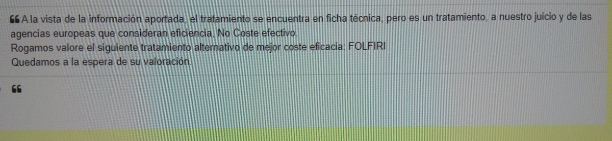 Bienzobas sigue acortando la vida de los pacientes. Mujer 74 años cáncer colorrectal metastásico MSS, KRAS, BRAF, NRAS wild type. ECOG 0. Deniega FOLFIRI + cetuximab con el siguiente argumento. Por favor, retwittear