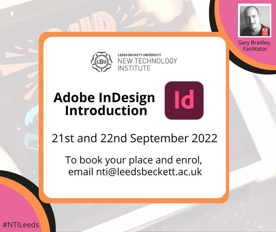 ntiLeeds's tweet photo. Adobe InDesign Introduction

Covering basic techniques and key tools, this short course will help you understand how to use InDesign, creating layouts from single pages to complex multi-page documents.

https://t.co/lm6tSTcbrh

To book your place and enrol: nti@leedsbeckett.ac.uk https://t.co/hkz20xDppP