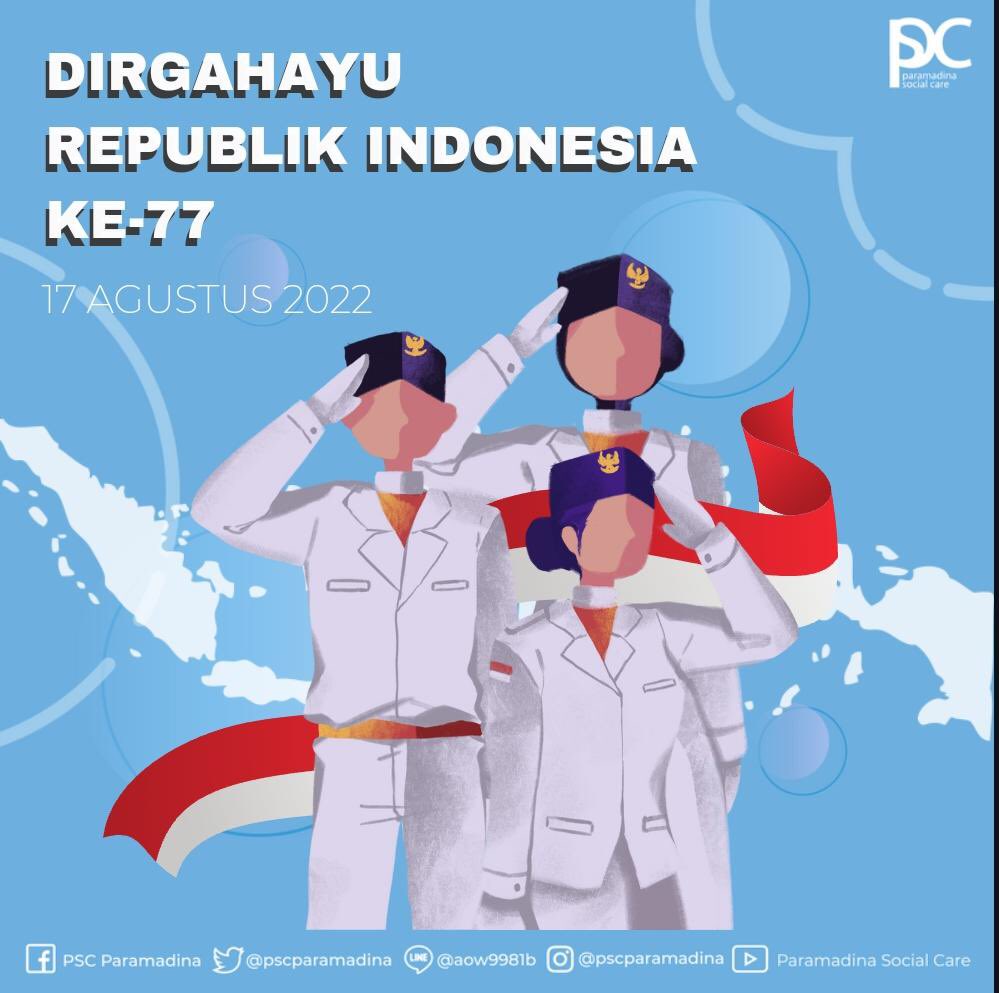 PSCparamadina's tweet photo. Selamat ulang tahun ke-77 negara tercintaku Indonesia. Sekali merdeka, tetap merdeka! 

Selamat memperingati hari Kemerdekaan Republik Indonesia! Kobarkan semangat untuk menjaga persatuan Indonesia.

Salam,
Paramadina Social Care
Play, Share, Care https://t.co/3P2X9anvRO