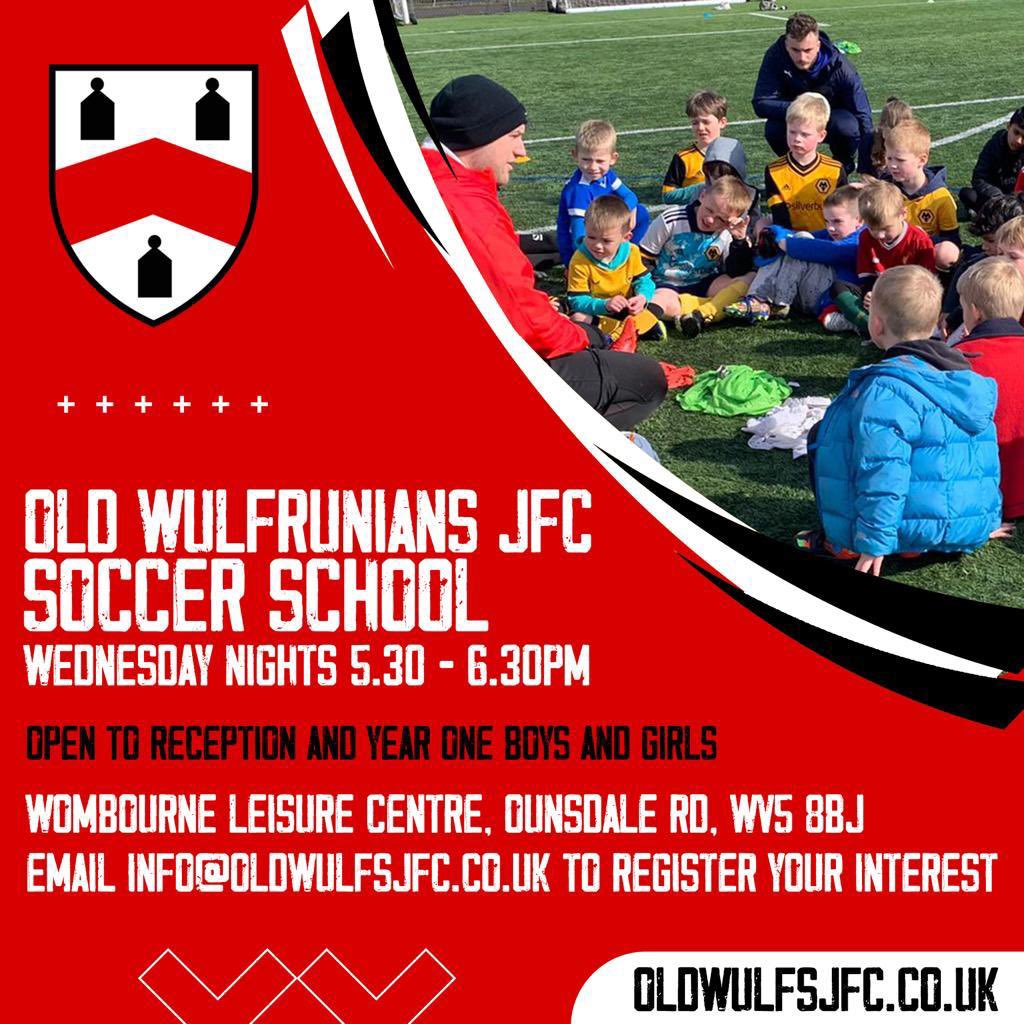 Old Wulfrunians JFC (@oldwulfsjfc) on Twitter photo We are looking for new recruits to join our Soccer School
If your child is in Reception or Year 1 starting September and wants to start their football journey please get in touch
Sessions are Wednesday night 5.30 - 6.30 based at Wombourne Leisure Centre
📧 Info@oldwulfs.co.uk We are looking for new recruits to join our Soccer School
If your child is in Reception or Year 1 starting September and wants to start their football journey please get in touch
Sessions are Wednesday night 5.30 - 6.30 based at Wombourne Leisure Centre
📧 Info@oldwulfs.co.uk