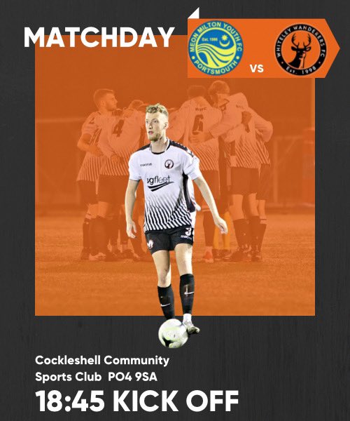 GAME DAY⚪️⚫️ First game of the 2022/23 season see us travel to @FCMeonMilton Always a big game between the two sides, a few new faces and some very familiar. Get down to Cockleshell Community Sports Club, PO4 9SA and support the lads. 18:45pm Kick Off.
