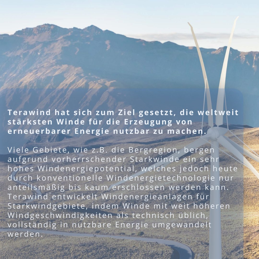 klimafonds's tweet photo. Jede Windböe 💨 nutzen - unser #greenstarter #Terawind entwickelt #Windkraftwerke, die auch bei hohen Windgeschwindigkeiten das Windenergiepotenzial optimal nutzen können.
Zum #startup ▶️https://t.co/kowjpBUnRq https://t.co/vp42INH6jm